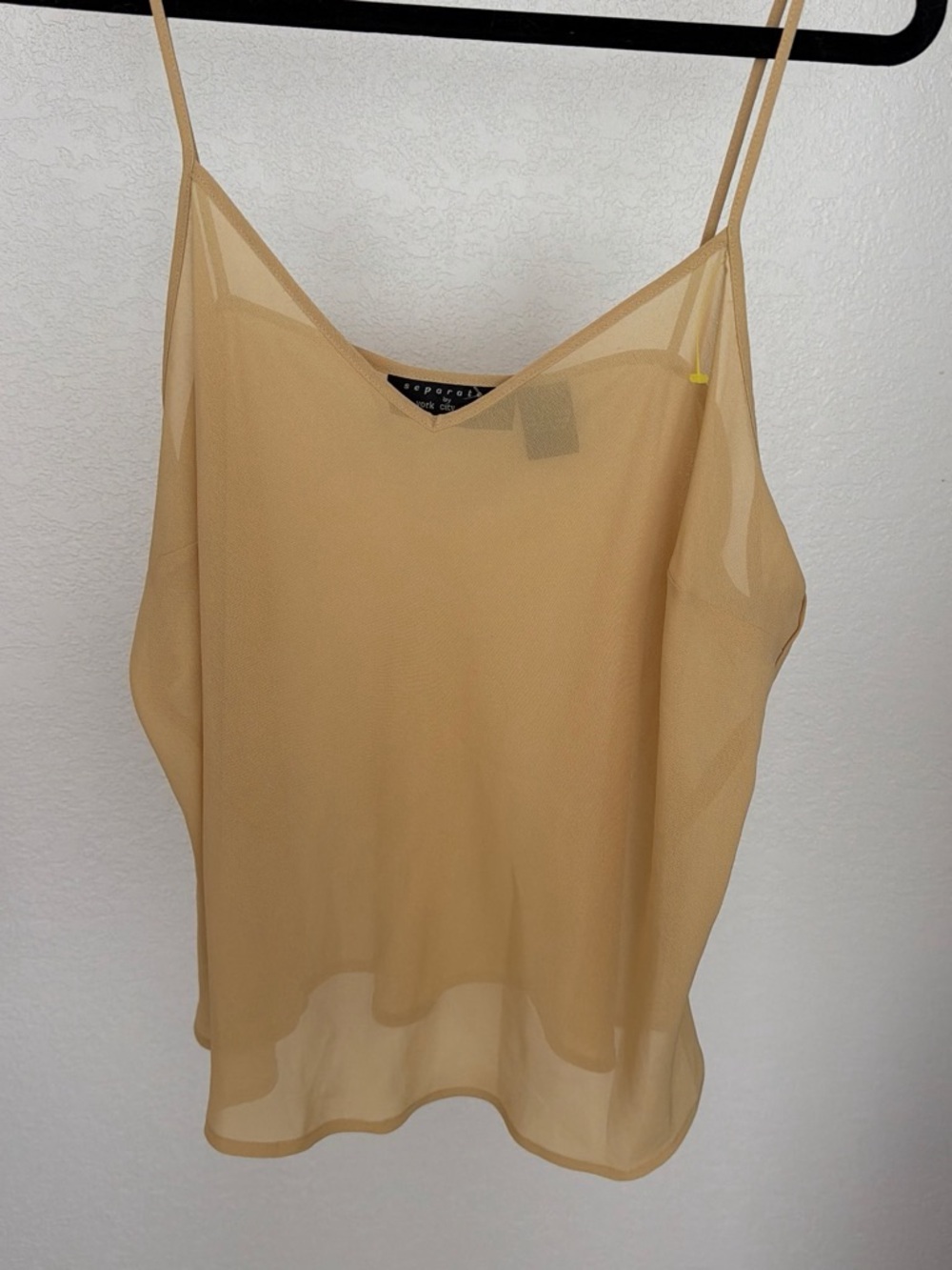 Separates by Nee York City Design Tan Sheer Spaghetti-Strap Cami